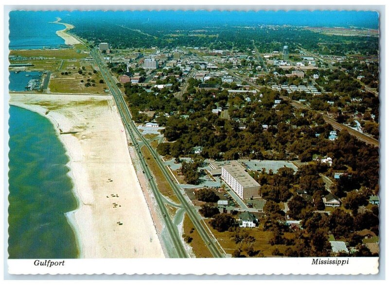 2004 Aerial View Coast Looking West City Gulfport Mississippi Vintage Postcard