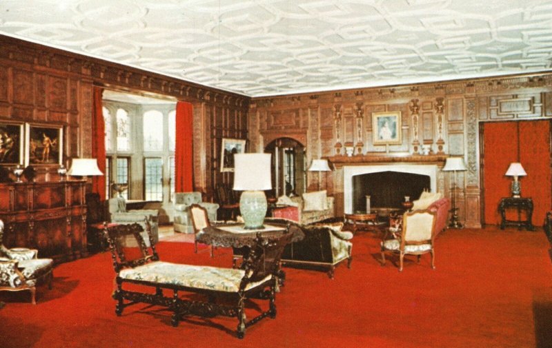 Vintage Postcard Drawing Room Meadow Brook Hall Oakland Univ. Rochester Michigan