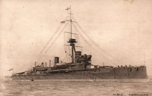 Raphael Tuck British Navy HMS Hercules Battleship Photogravure c.1910s