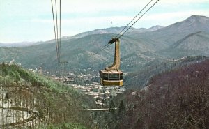 Vintage Postcard Panoramic View Aerial Tramway Attraction Gatlinburg TN