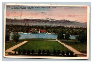 Vintage 1927 Postcard City Park Boats on the Lake Mt. Evans Denver Colorado