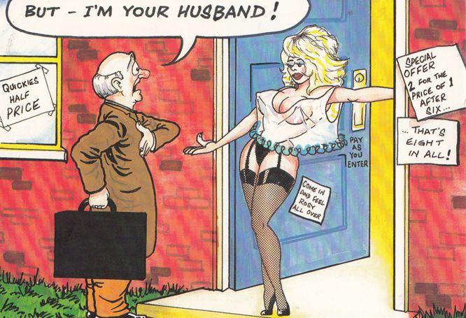 Confused Wife In Suspenders Forgets Her Husband Marriage Comic Humour Postcard