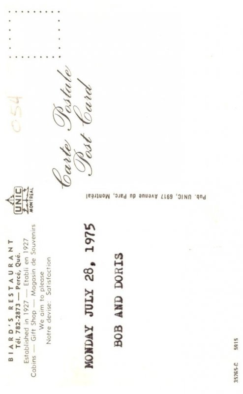 Quebec Perce, Biard's Restaurant