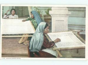 c1910 NATIVE AMERICAN INDIAN WOMEN MAKING DRAWN WORK AC4319