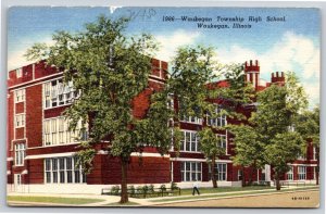 Waukegan Illinois~Township High School Street View~Colortone Vintage Linen PC