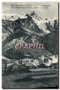 Old Postcard Dauphine La Grave Vue Generale and the Massif de la Meije