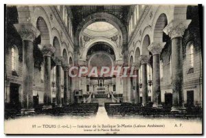 Postcard Old Tours Interior of the basilica St Mertin