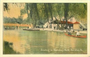 Artist impression Boating Hershey Park Pennsylvania C-1910 Postcard 11675