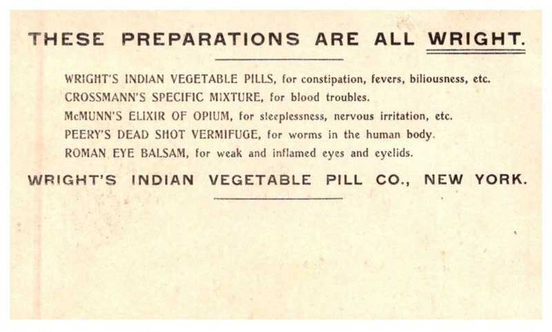 Puzzle Card , Wright's Indian Vegetable Pill Company New York