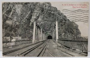 West Virginia B. & O. Bridge to Tunnel under Maryland Heights 1909 Postcard A5
