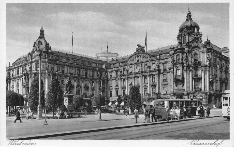 A141 Germany Wiesbaden Naasauerhof Tram bench vintage postcard