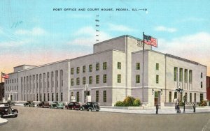 Vintage Postcard 1944 Post Office & Court House Peorial ILL. Illinois