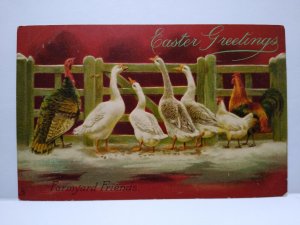Easter Postcard Artist Helena Maguire Farmyard Friends Geese Rooster Tucks 6635