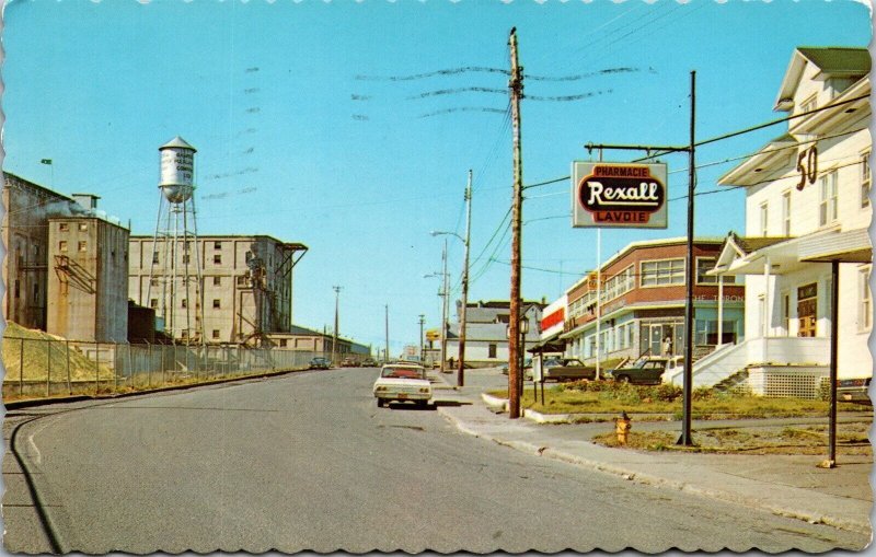 Vtg Chandler Quebec Canada Street View Gaspesia Pulp Mill Rexall Drugs Postcard