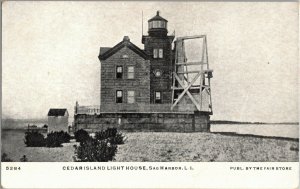 Cedar Island Lighthouse, Sag Harbor Long Island NY UDB Vintage Postcard Q40