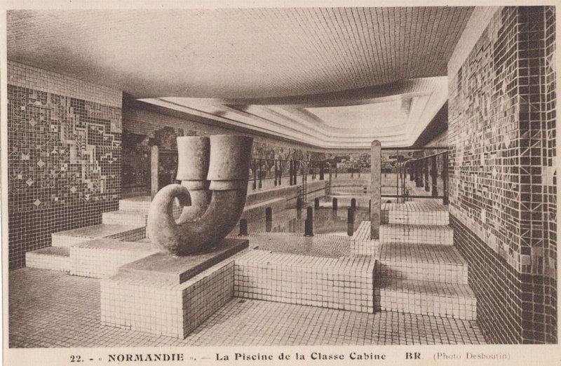 Paquebot Normandie Swimming Pool Ship Transatlantique Postcard