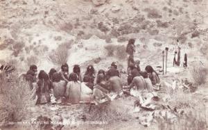 Breakfasting Near Altar, Hopi Indians Near Williams, AZ c1907 Vtg Postcard F17