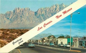 Autos Street Scene Picturesque Las Cruces New Mexico 1950s Postcard 6359