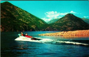 Speed Boat on Water Lake Chelan at Cedar Creek Washington WA UNP Chrome Postcard