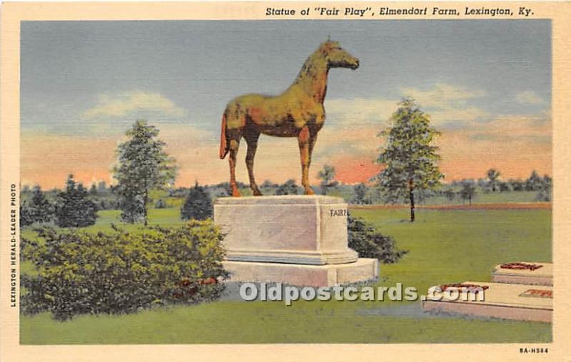 Statue of Fair Play, Elemendorf Farm Lexington, Kentucky, KY, USA Writing on ...