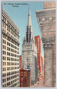 Postcard Chicago Temple Building Clark & Washington Sts. Skyscraper Church ILL