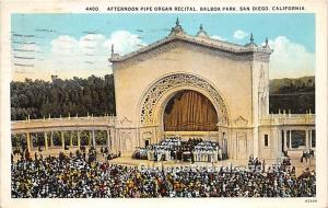 Afternoon Piep Organ Recital, Balboa Park San Diego, California, CA, USA 1928...