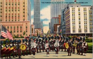 Linen Postcard The Famous Kilt Band at Civic Center in Oklahoma City, Oklahoma