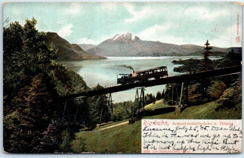 Postcard - Schnurrtobelbrücke u. Pilatus, Rigibahn - Switzerland