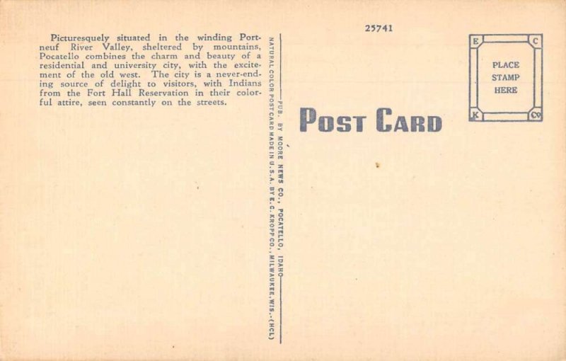Pocatello Idaho Union Depot and City of Portland Train Vintage Postcard AA38066 