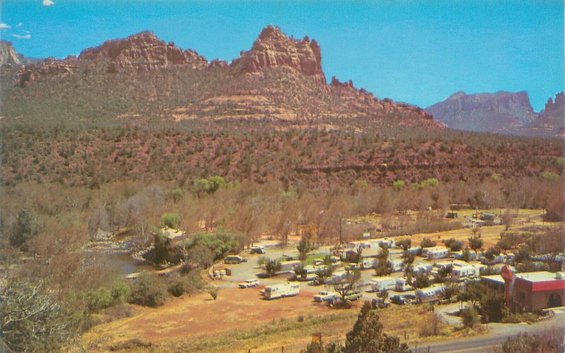 Sedona Arizona Hawkeye Trailer Park & Supplies  Aerial View Chrome Postcard