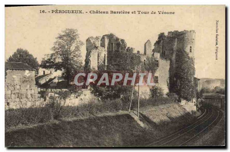 Old Postcard Perigueux Chateau Barriere and Tower Vesone