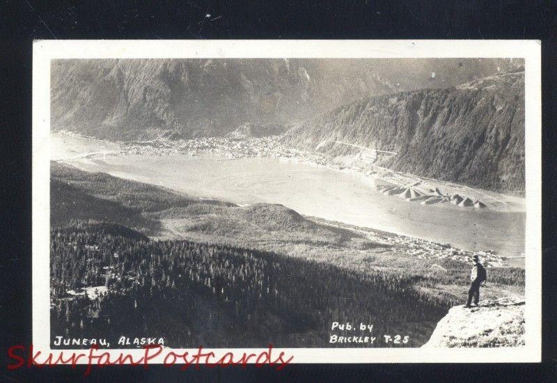 RPPC JUNEAU ALASKA BIRDSEYE VIEW BRICKLEY T-28 VINTAGE REAL PHOTO POSTCARD