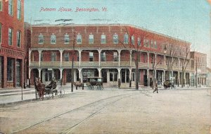 BENNINGTON VERMONT~PUTNAM HOUSE-STOREFRONTS~1907 POSTCARD