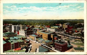 Postcard Birds Eye View Looking Northeast in South Bend, Indiana~138660