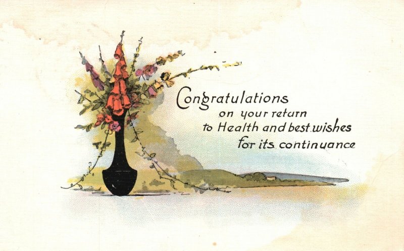 Vintage Postcard Congratulations On Your Return To Health And Best Wishes