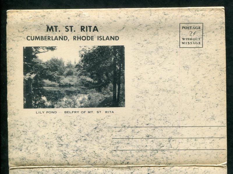 Mt St. Rita Cumberland Rhode Island ri Lily Pont Belfry postcard folder foldout