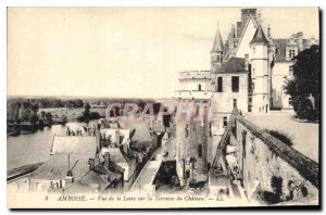 Postcard Old Amboise Loire Terrace View of the Castle