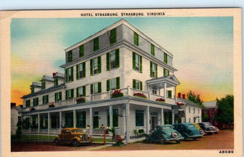 STRASBURG, Virginia  VA    HOTEL STRASBURG  ca 1930s Linen    Postcard