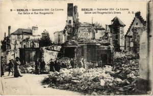 CPA Militaire - SENLIS - Septembre 1914 - La Licorne - Rue Bellon (92145)