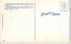 1940s George Washington Thomas Jefferson Natural Bridge Monuments Postcard