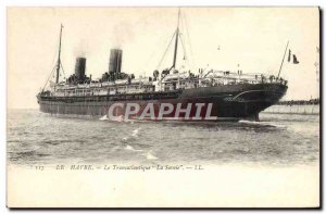 Postcard Old Ship Boat Havre Transatlantic Savoy