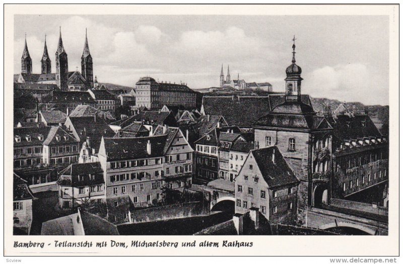 BAMBERG, Tellanstcht mit Dom, Michaelsberg und altem Rathaus, Bavaria, German...