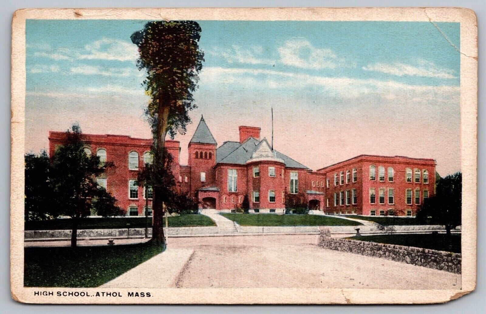 Athol Massachusetts High School Campus Street View Mass MA Vintage UNP