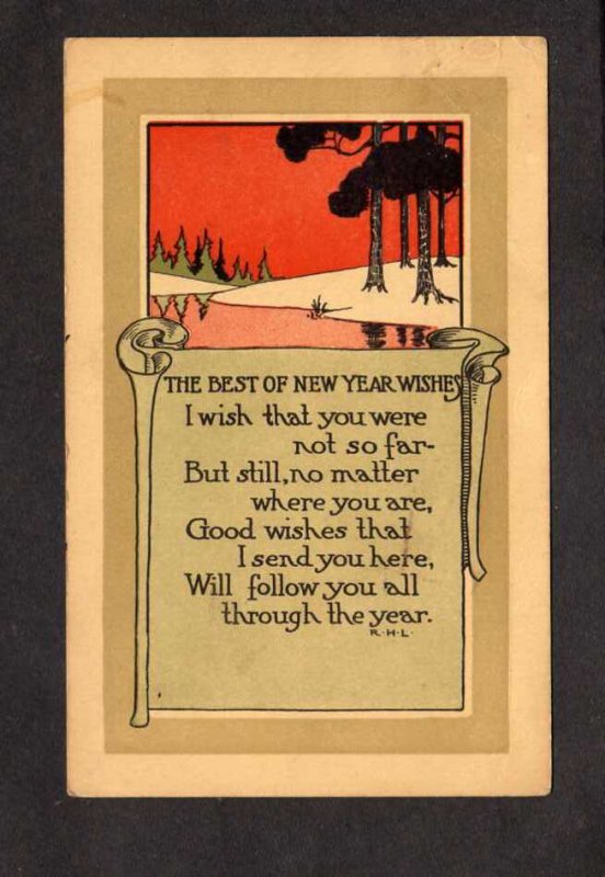 A New Year Wishes Greetings Postcard Poem by R H L Robert H Lord