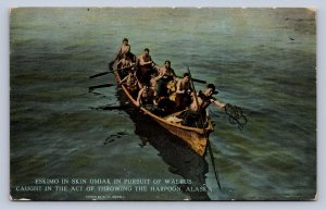 J96/ Native American Indian Postcard c10 Alaska Skin Omiak Walrus Hunt 122