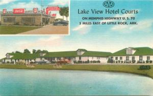 Democrat Lake View Hotel Ct Restaurant 1940s Postcard Little Rock Arkansas 12093