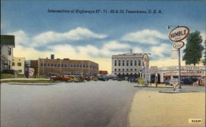 Texarkana Arkansas AR Texas TX Esso Gas Station Linen Vintage Postcard