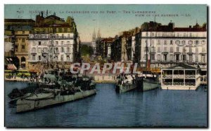 Old Postcard Marseille Cannebiere The view of the harbor boat