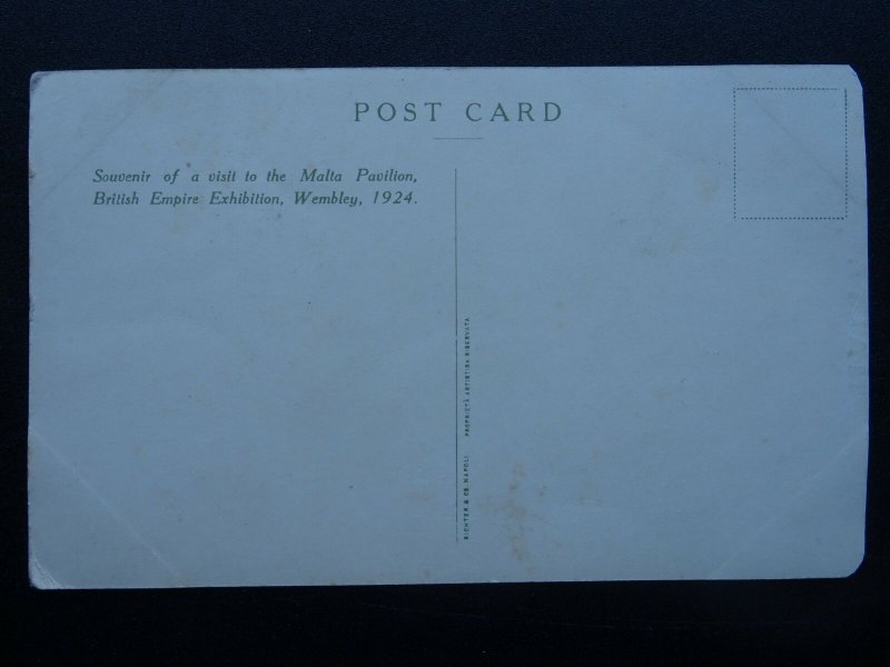 MALTA Island of Sunshine for British Empire Exhibition c1924 Postcard by Richter