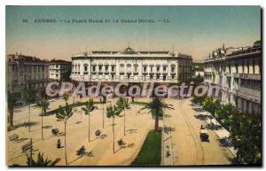 Postcard Old Antibes La Place Weight And Grand Hotel
